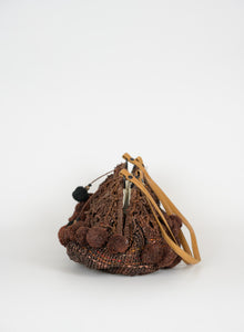 Jamin Puech Brown straw bag with pom pom