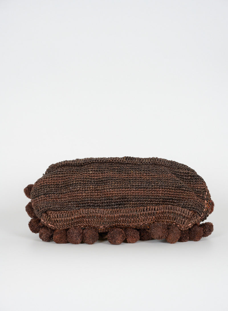 Jamin Puech Brown straw bag with pom pom