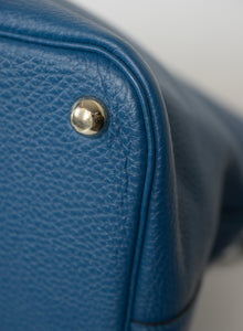 Hermes Borsa Bolide 45 in pelle blu petrolio