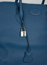 Load image into Gallery viewer, Hermes Borsa Bolide 45 in pelle blu petrolio
