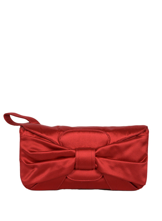 Valentino Red satin clutch bag with bow