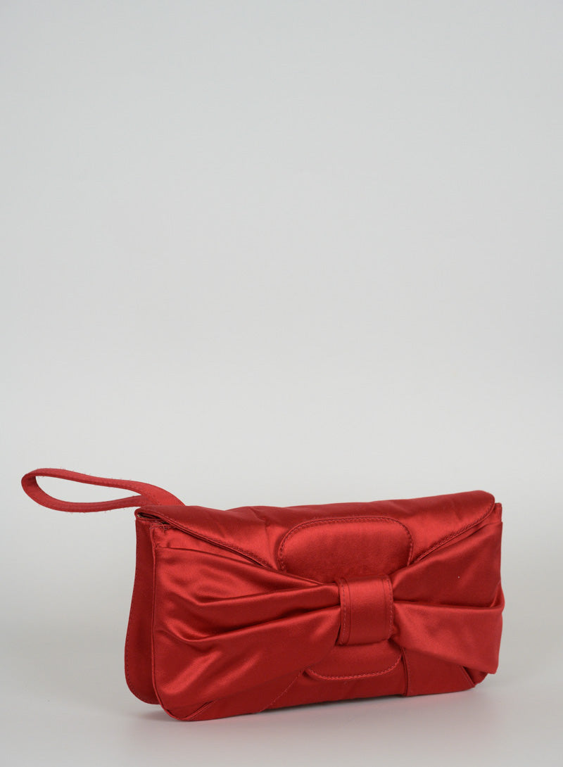 Valentino Pochette in raso rosso con fiocco