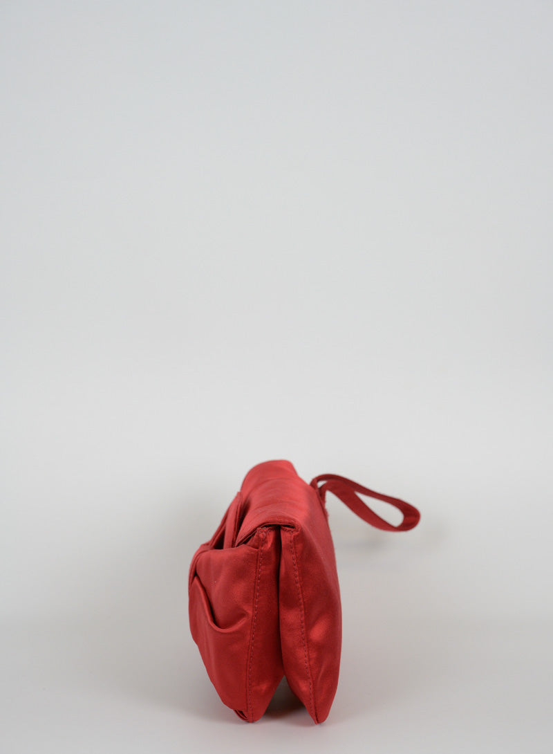 Valentino Pochette in raso rosso con fiocco