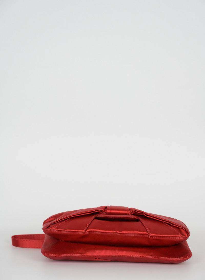 Valentino Pochette in raso rosso con fiocco