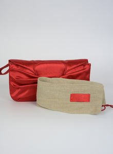 Valentino Red satin clutch bag with bow