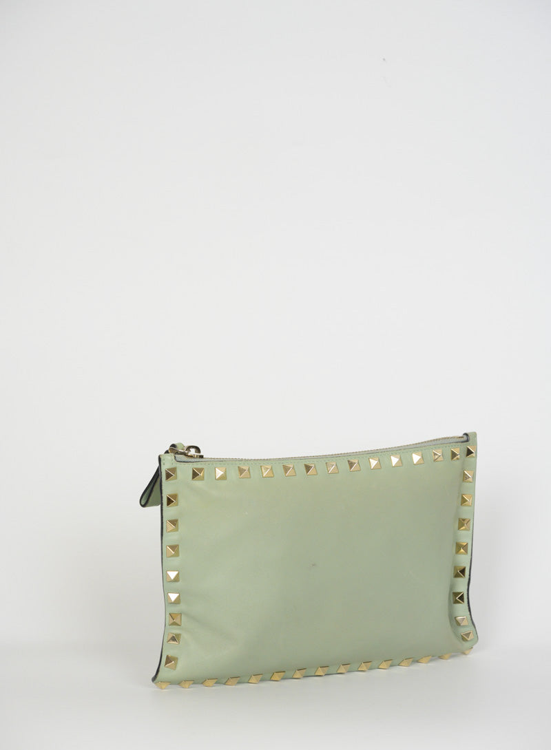 Valentino Pochette Rockstud verde salvia