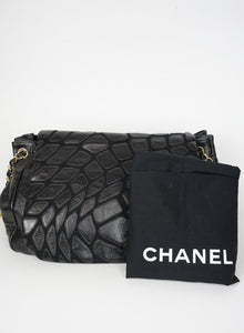Chanel Borsa in pelle nera effetto lastricato