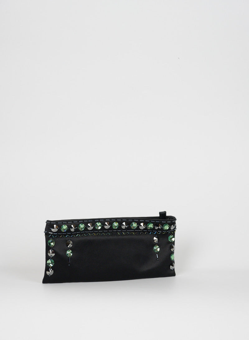 Prada Clutch bag in black satin with stones