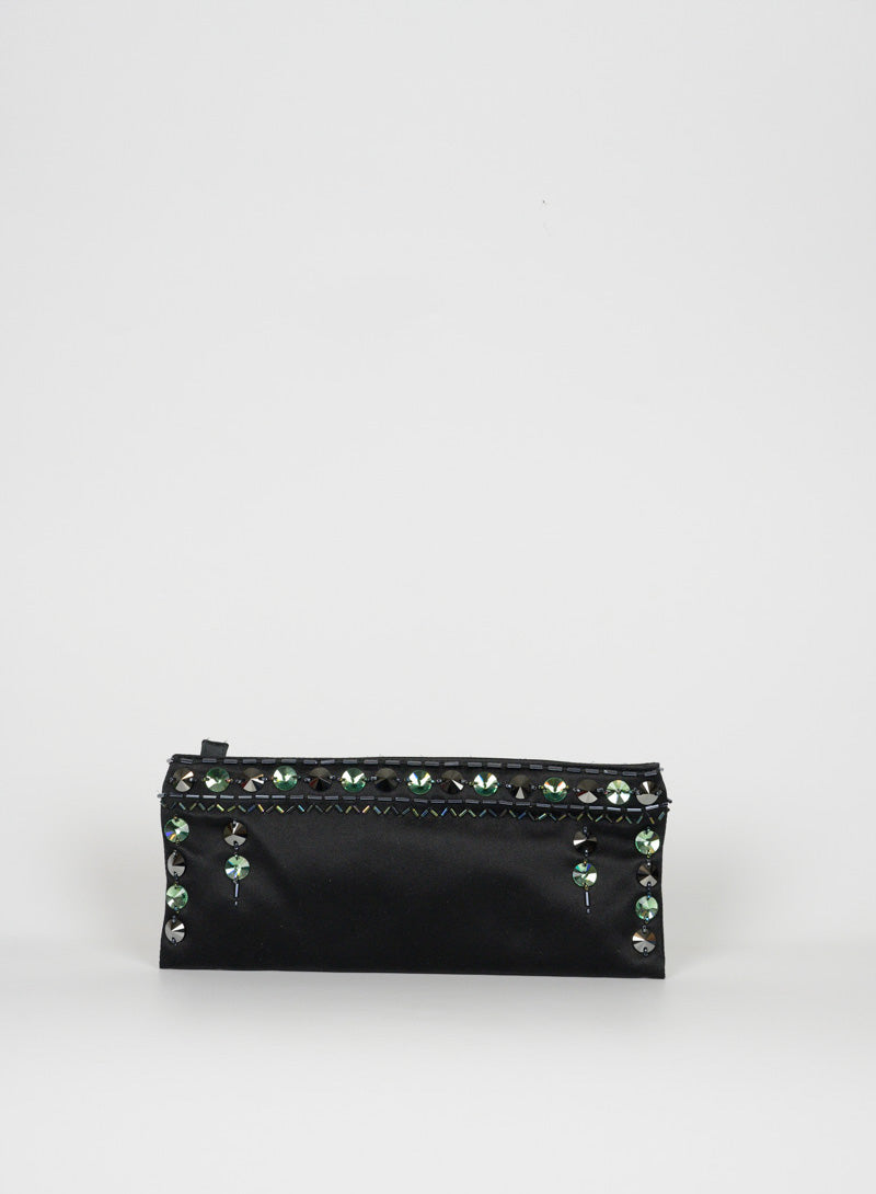 Prada Clutch bag in black satin with stones