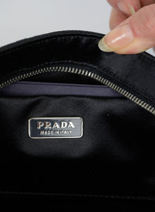 Prada Clutch bag in black satin with stones