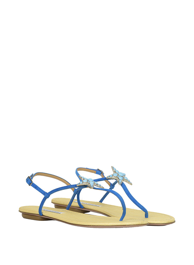 Aquazzura Turquoise suede sandals with star - N. 39