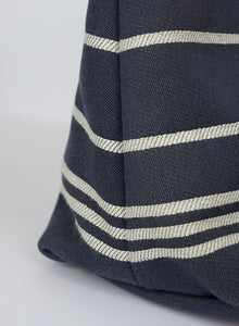 Chanel Shopper in tessuto blu con righe e logo