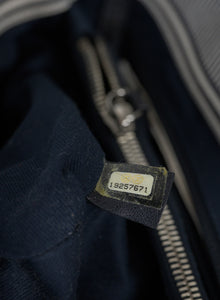 Chanel Shopper in tessuto blu con righe e logo