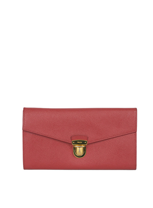 Prada Pochette in pelle Saffiano rossa