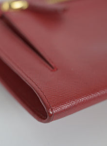 Prada Red Saffiano leather clutch bag