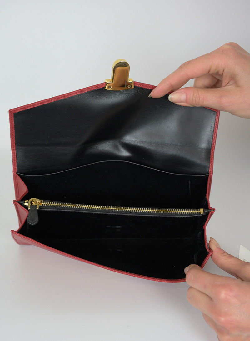 Prada Red Saffiano leather clutch bag