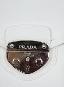 Prada Borsa a bauletto in pelle Saffiano bianca