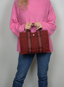 Hermès Borsa Bora Bora piccola in tessuto rosso