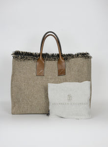 Brunello Cucinelli Shopper in canvas ecru