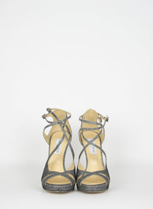 Jimmy Choo silver sandals with glitter - N. 40