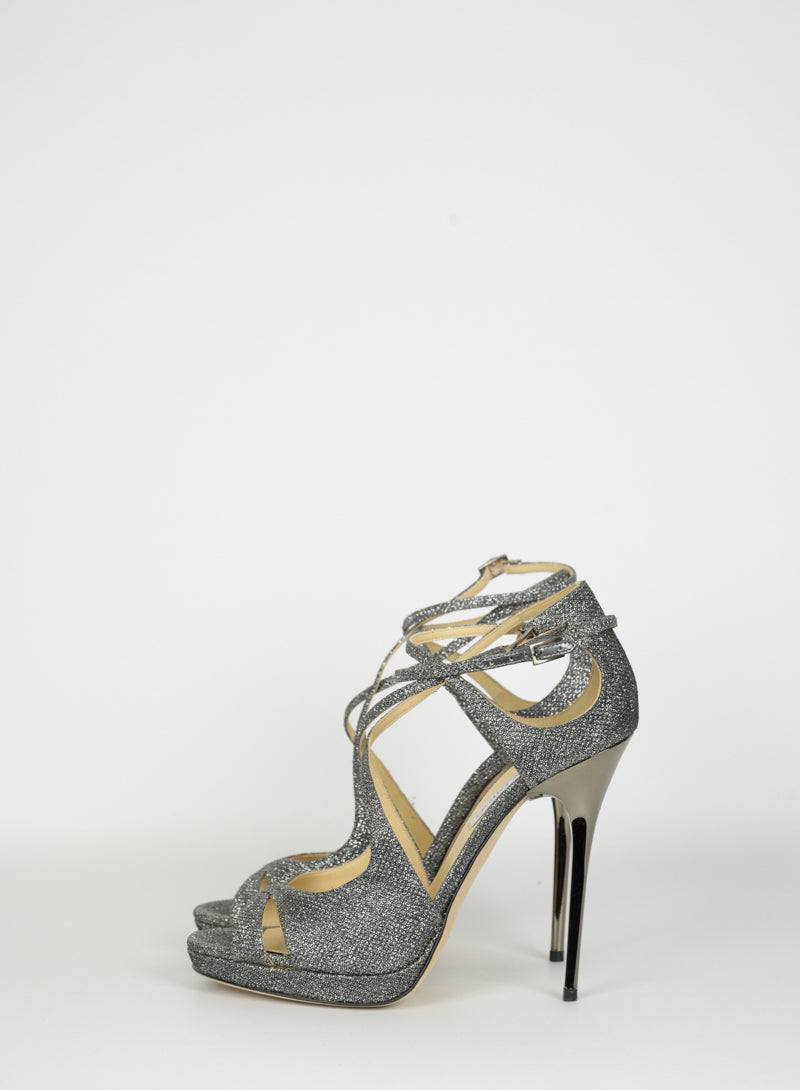 Jimmy Choo sandali argento con glitter - N. 40