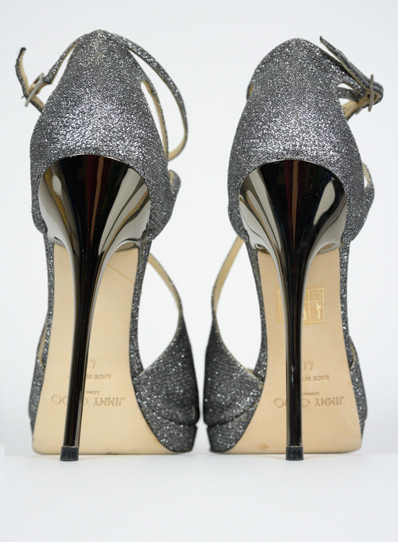 Jimmy Choo sandali argento con glitter - N. 40