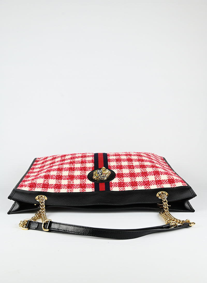 Gucci Shopper in tessuto tartan rosso