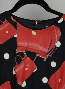 Dolce &amp; Gabbana Black midi dress with bag print - Size. 38