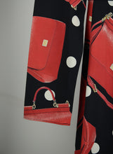 Carica l&#39;immagine nel visualizzatore di Gallery, Dolce &amp; Gabbana Abito midi nero stampa borse - Tg. 38
