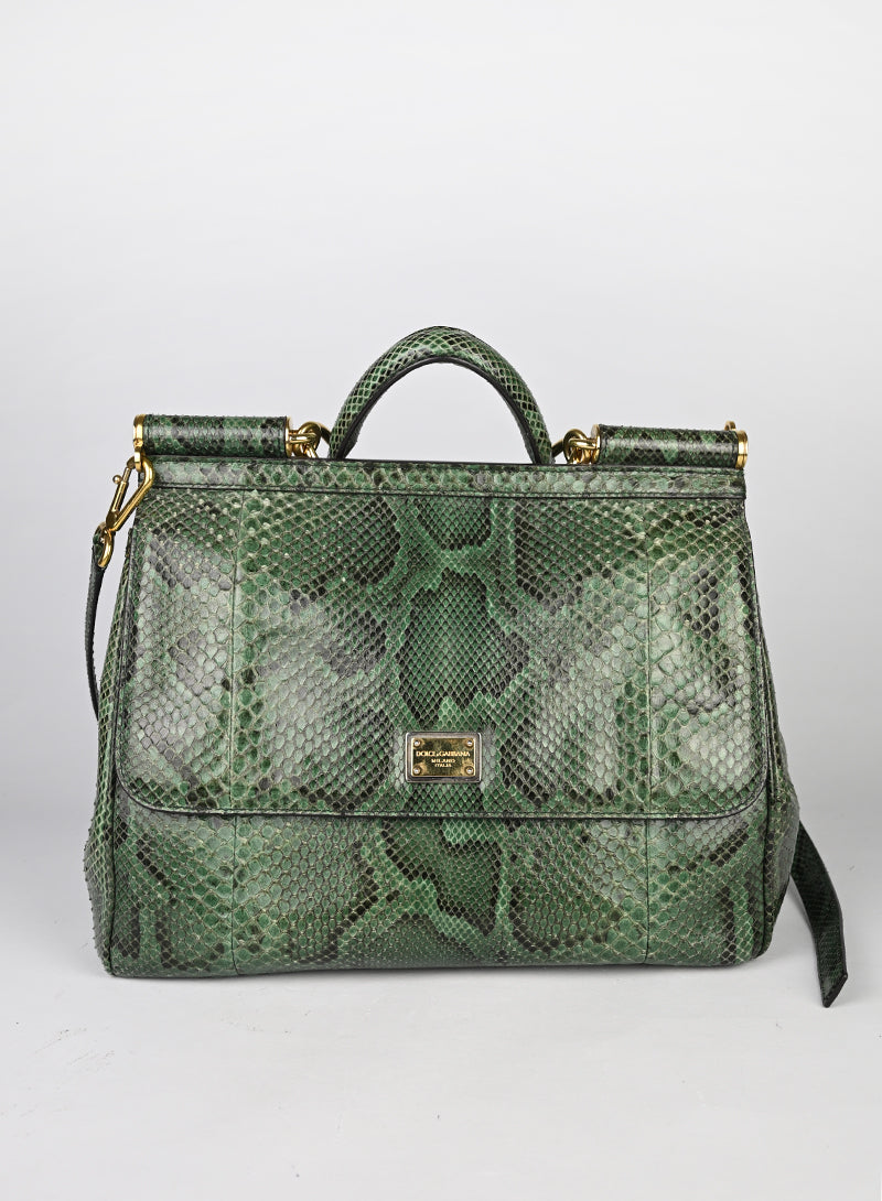 Dolce & Gabbana Sicily Bag Pitone Verde e Nero
