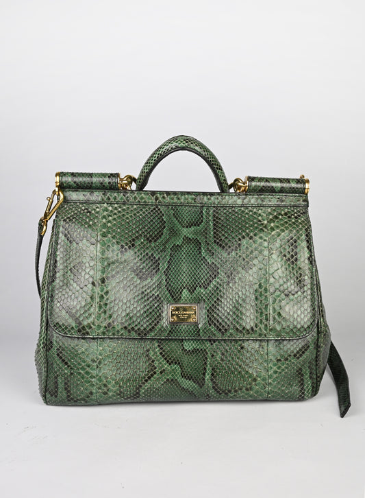 Dolce & Gabbana Sicily Bag Pitone Verde e Nero