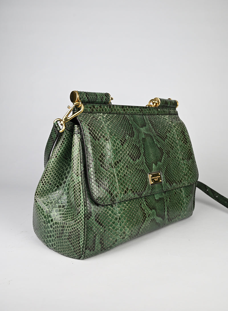 Dolce & Gabbana Sicily Bag Pitone Verde e Nero