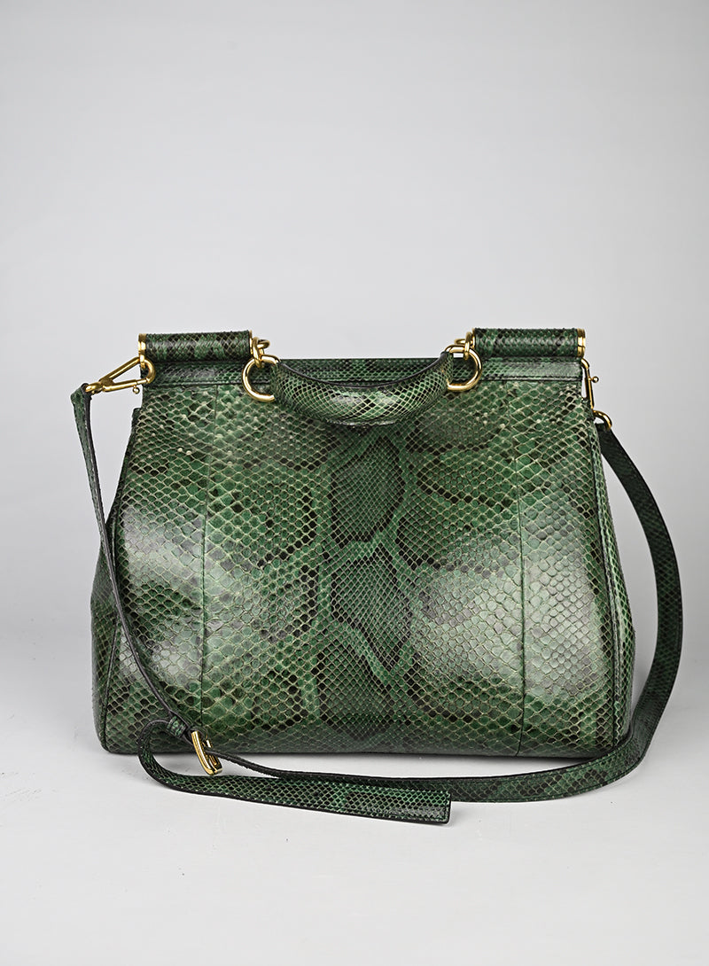 Dolce & Gabbana Sicily Bag Pitone Verde e Nero