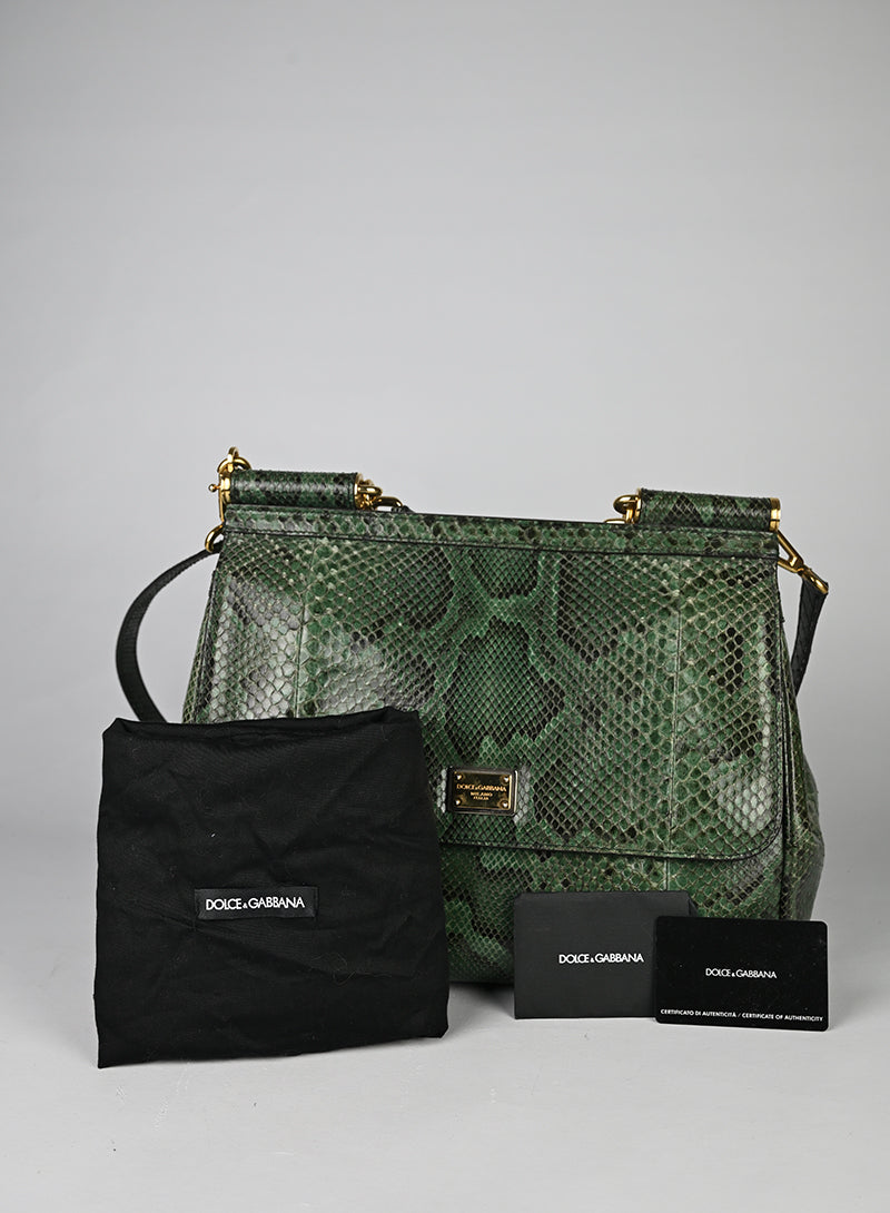 Dolce & Gabbana Sicily Bag Pitone Verde e Nero
