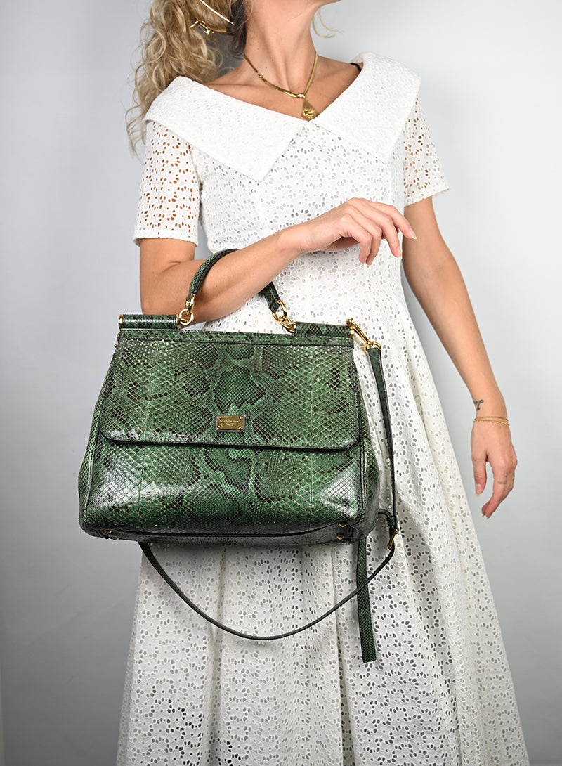Dolce & Gabbana Sicily Bag Pitone Verde e Nero