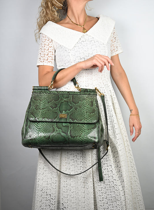 Dolce & Gabbana Sicily Bag Pitone Verde e Nero