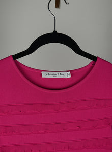 Dior Fuchsia knitted dress with ruffles - Size. 42