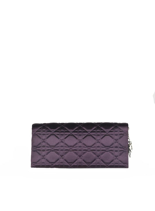 Dior Cannage clutch bag in plum satin