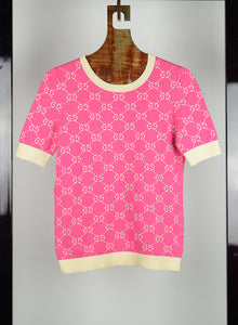 Gucci Pink wool pullover with gold GG - Size. M