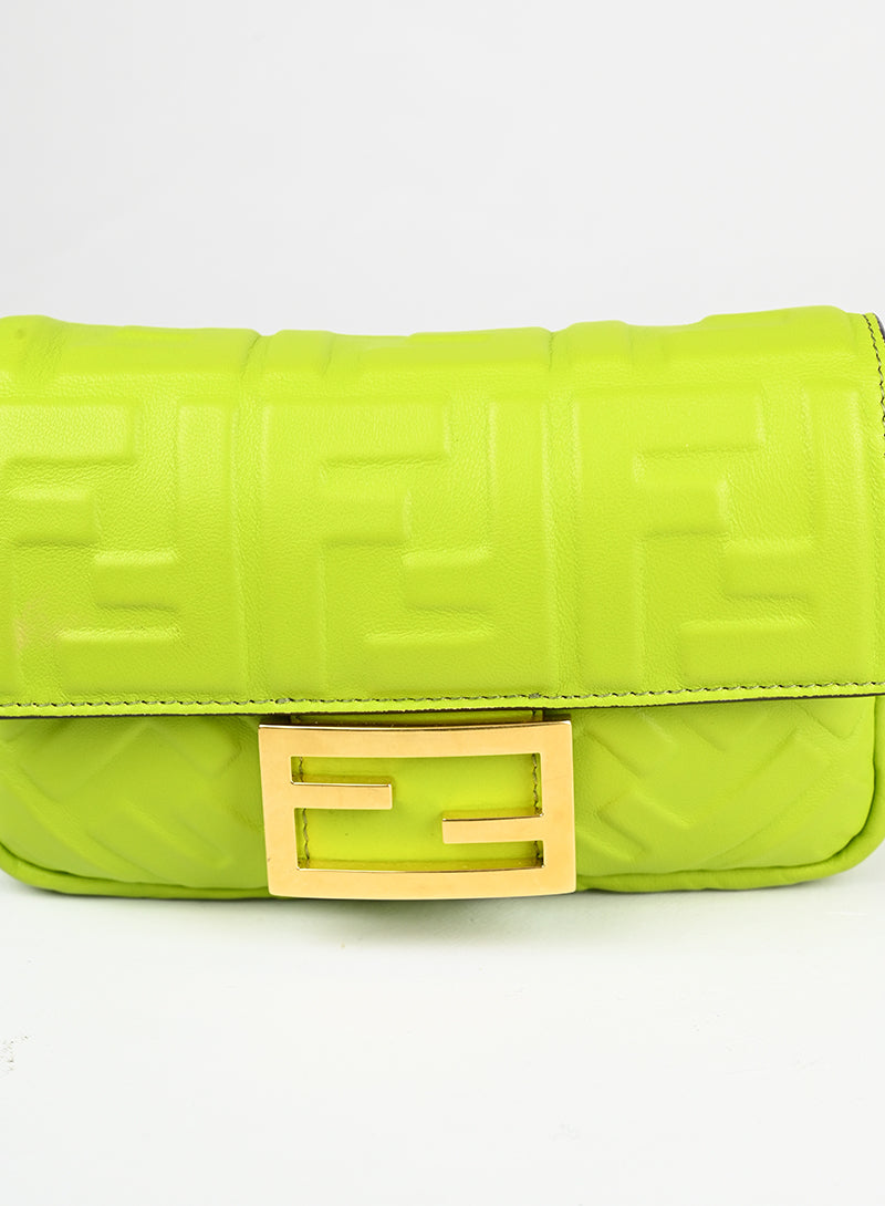 Fendi Borsa Baguette in pelle verde