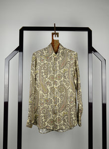 Etro Paisley shirt in gold silk - Size. 42