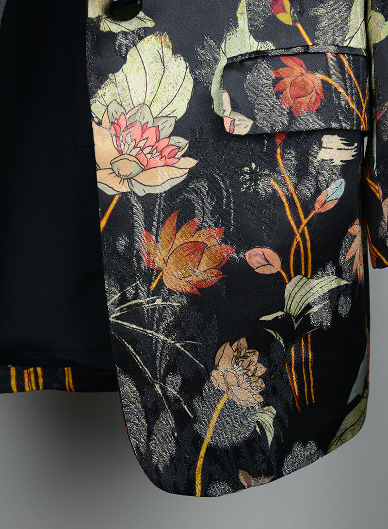 Etro Giacca nera fantasia fiori - Tg. 38