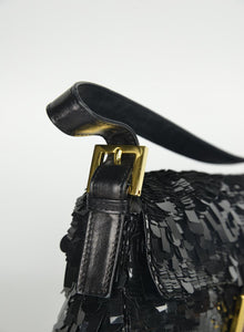 Fendi Black Baguette shoulder bag with sequins