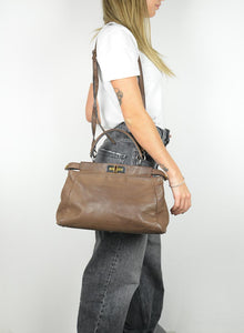 Fendi Medium Peekaboo bag in brown leather