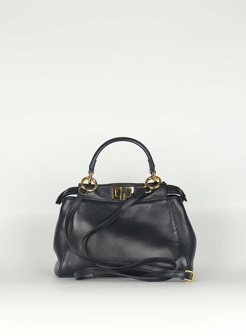 Fendi Borsa Peekaboo Petite in pelle nera