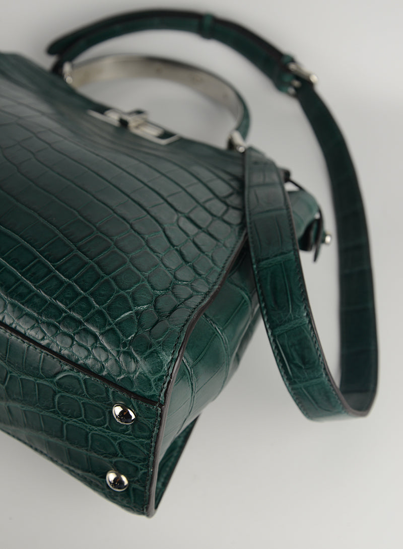 Fendi Borsa Peekaboo in cocco verde