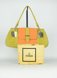 Fendi Bag in green and orange suede Zucca
