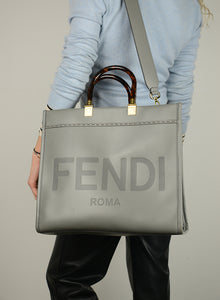 Fendi Sunshine rigid shopper in gray leather