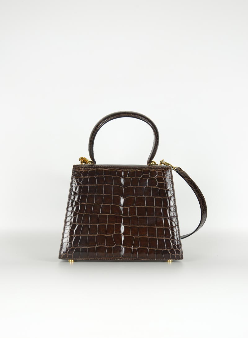 Ferragamo Iconic bag in brown croco leather