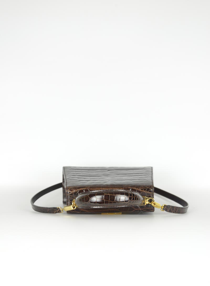 Ferragamo Iconic bag in brown croco leather